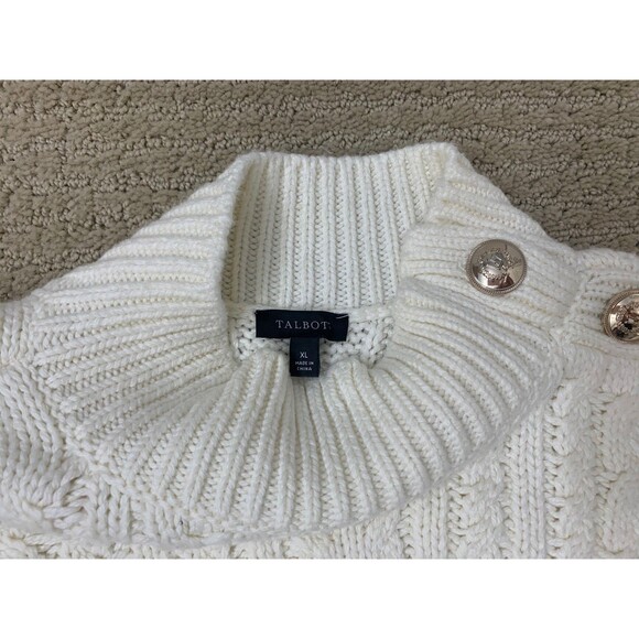 Talbots Sweater Vest White Old Money Chunky Cable Knit Capsule Preppy XL - Picture 6 of 13